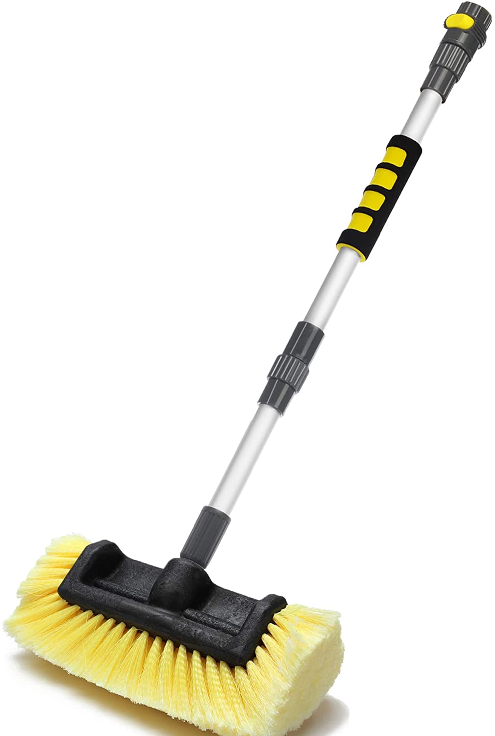 Anyyion Cepillo de lavado de autos de 51 pulgadas con cerdas suaves de 10 pulgadas, interruptor de encendido/apagado para el cepillo de lavado de autos, camiones, barcos, perfecto para limpiar el revestimiento de la casa, autos, camiones, SUV