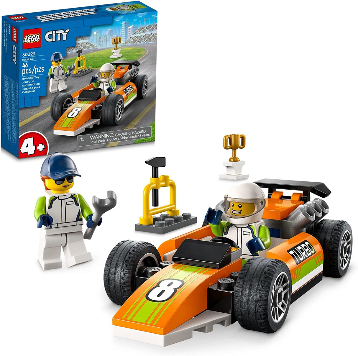 LEGO City Great Vehicles Race Car 60322 Juego de juguetes de construcción para niños en edad preescolar, niños y niñas a partir de 4 años (46 piezas)