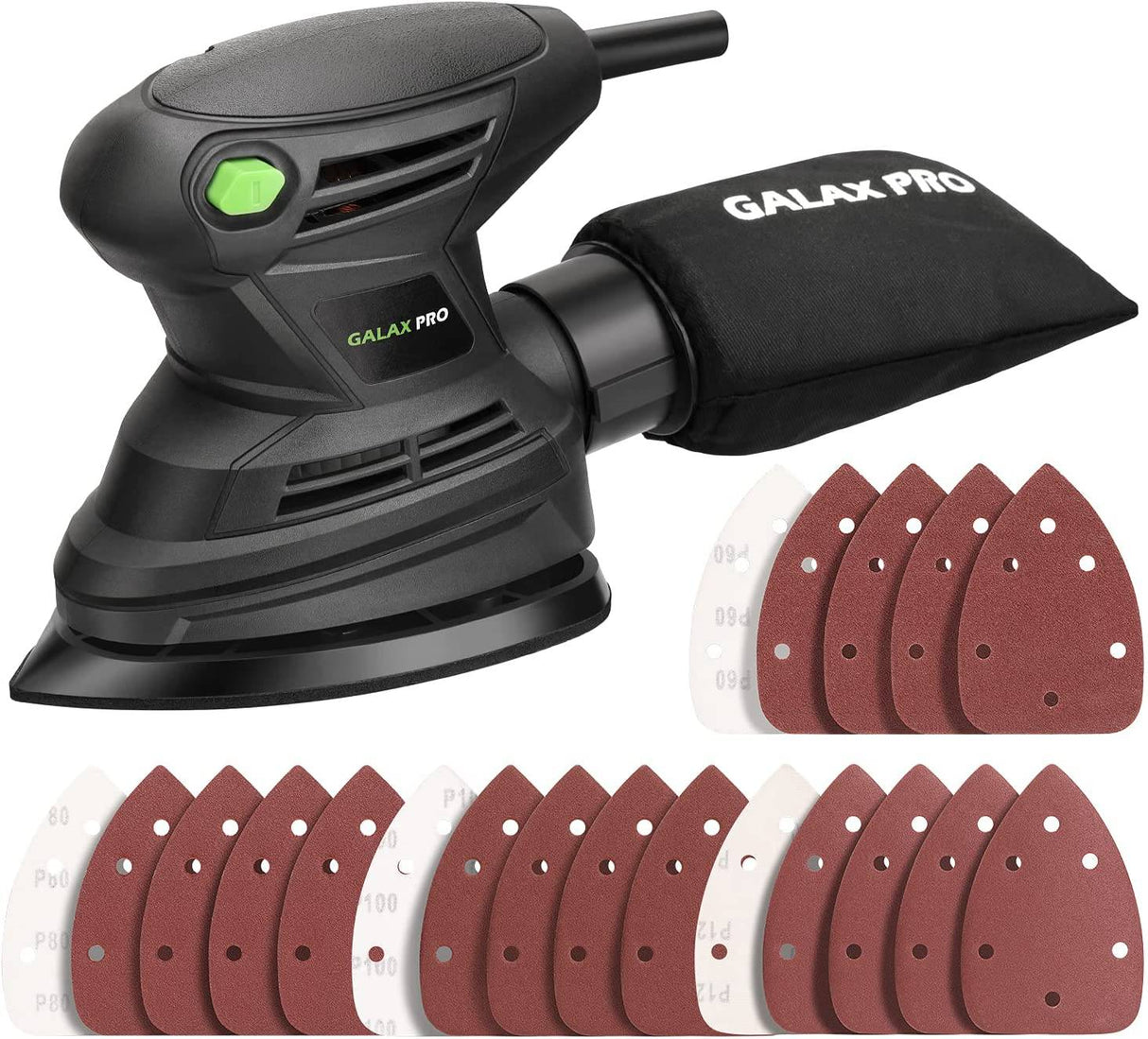 Lijadora de detalles GALAX PRO, lijadora eléctrica compacta de 1,7 A 15000 OPM con 20 lijas y bolsa para el polvo, mango de agarre suave en decoración del hogar y trabajo de bricolaje - DIGVICE MX