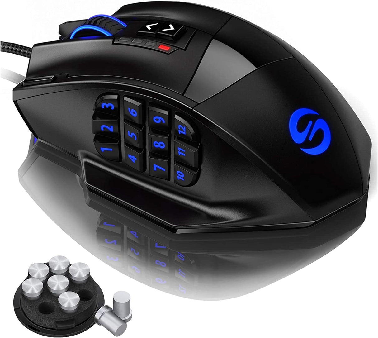 UtechSmart Venus Gaming Mouse RGB con cable, 16400 DPI Alta precisión láser programable MMO Computer Gaming Mouse