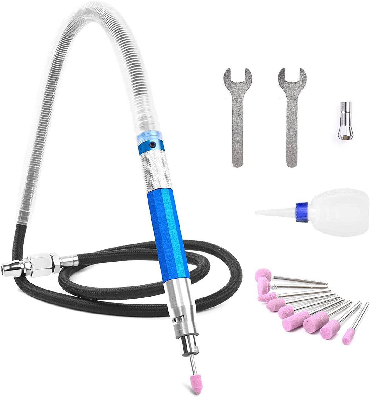 YON.SOU. 18 piezas lápiz troqueladora herramienta de aire 1/8 "pluma de grabado neumática 70.000 RPM aire Micro lápiz molinillo Kit - DIGVICE MX