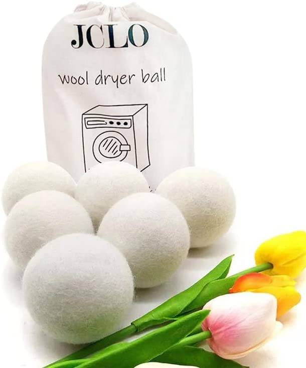 JCLO. Bolas de lana para secadora Suavizante de telas naturales y lana de Nueva Zelanda 100% orgánica de primera calidad, reduce las arrugas y ahorra tiempo, seguro para bebés e hipoalergénico, blanco 6 XLCount - DIGVICE MX