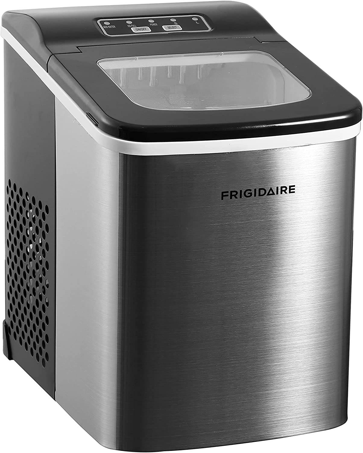 Frigidaire Máquina de hielo compacta para encimera, hace 26 libras de cubitos de hielo en forma de bala por día, acero inoxidable EFIC121/EFIC123 - DIGVICE MX