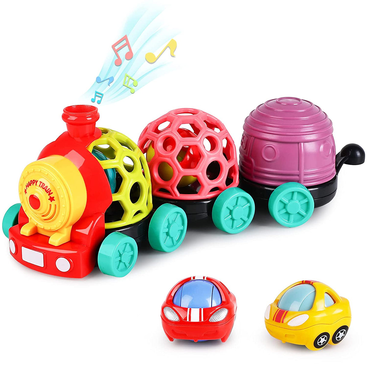 iPlay, iLearn Baby Train Soft Ball Sonajero Juguetes, Infantil Musical Push Go Car Sonajeros, Desarrollo Agarre Sensorial - B09T32W228