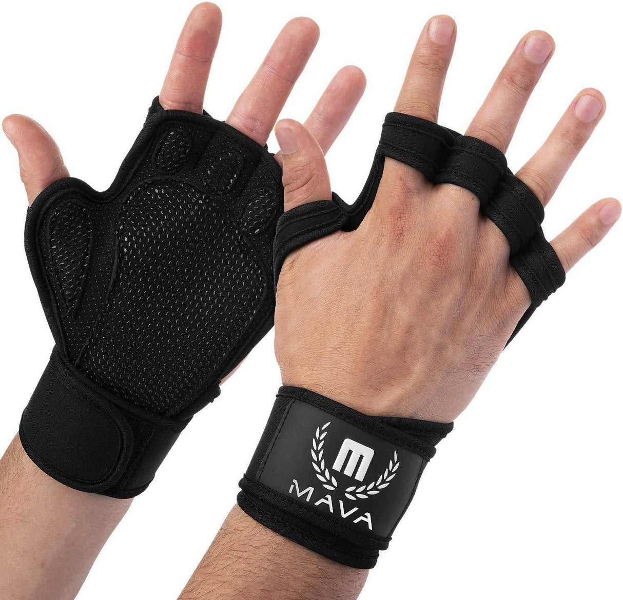 Mava Sports - Guantes de entrenamiento ventilados con muñequeras integradas y acolchado de silicona en toda la palma Agarre adicional