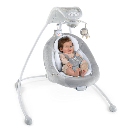 Ingenuity InLighten Baby Swing - Tela de malla fresca, vibraciones, asiento giratorio para bebés, sonidos de la naturaleza, móvil motorizado iluminado - Braden - DIGVICE MX