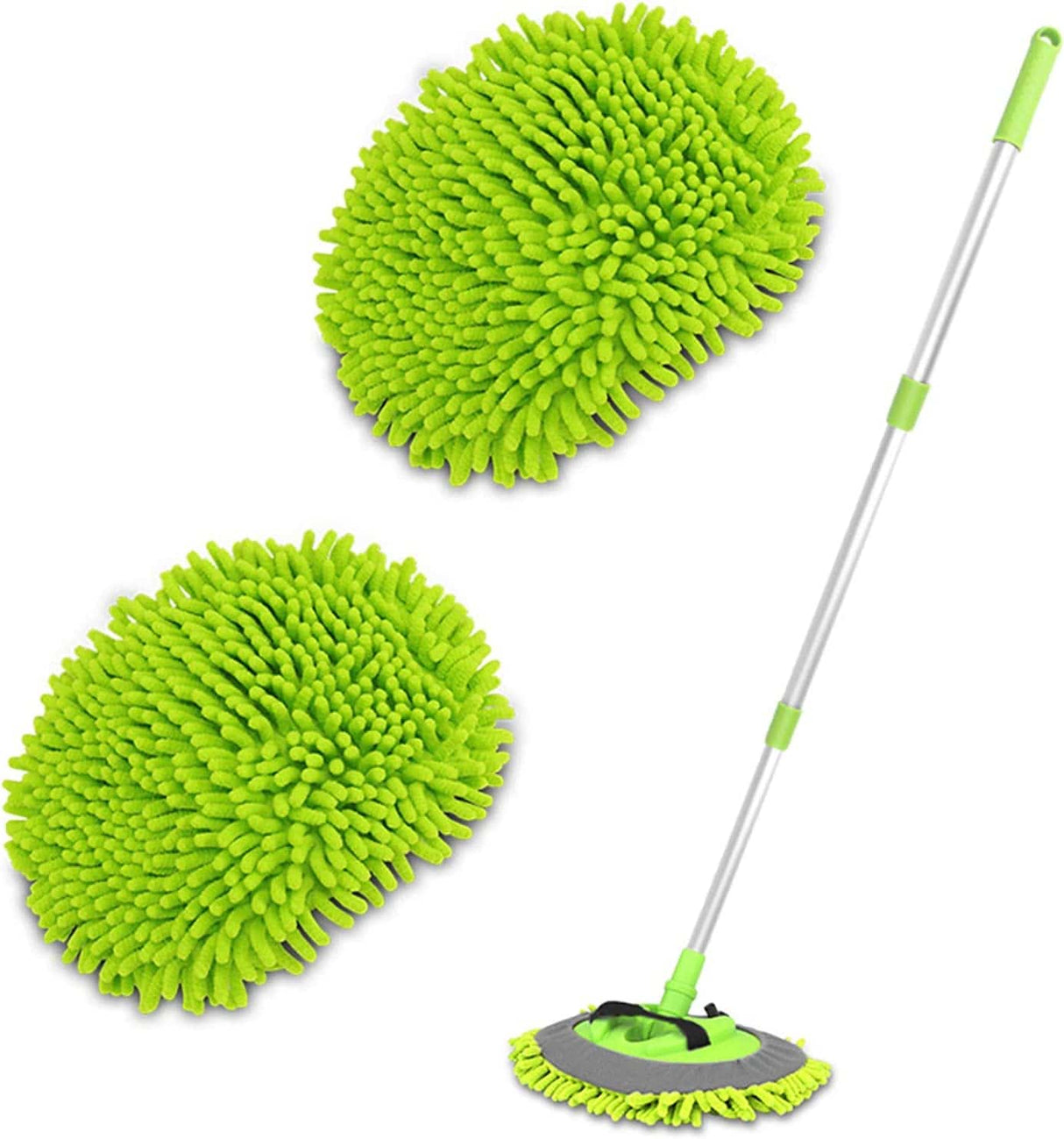 ORDENADO - 2 en 1 Chenille Microfiber Car Wash Brush Mop Mitt con mango largo de aluminio de 45 ", kit de limpieza de automóviles Brush Duster