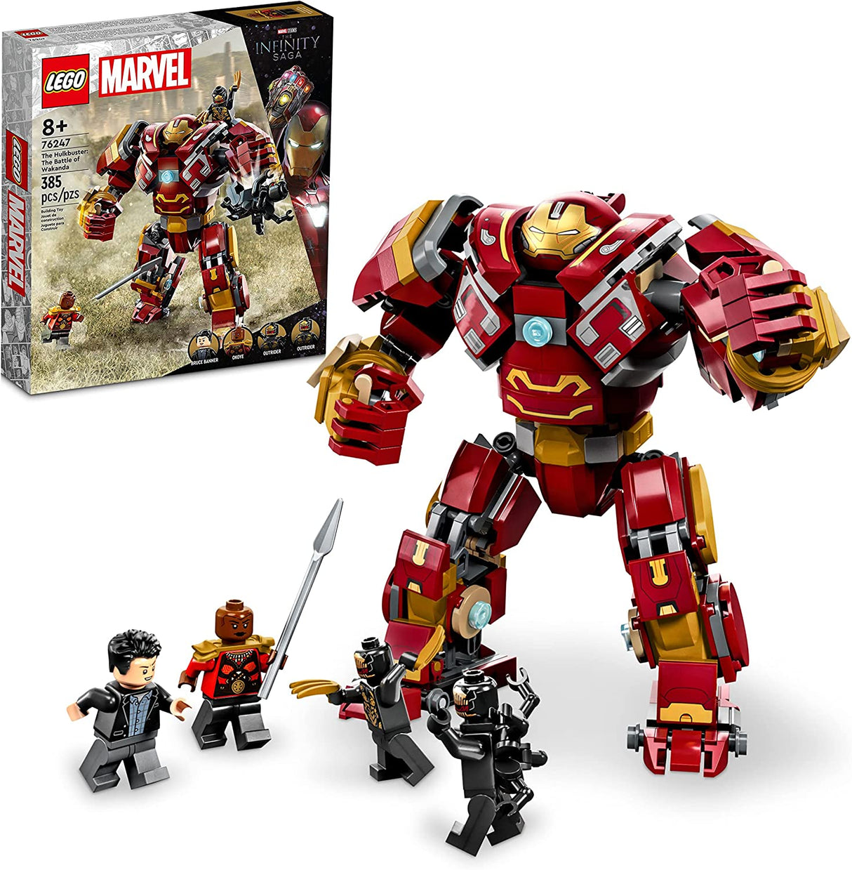 LEGO Marvel The Hulkbuster: The Battle of Wakanda 76247 Juego de juguetes de construcción para niños, niños y niñas a partir de 8 años (385 piezas)