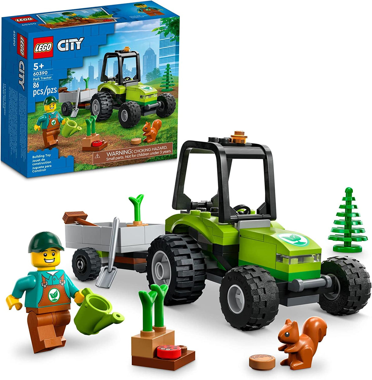 LEGO City Park Tractor 60390 Juego de juguetes de construcción para niños, niños y niñas a partir de 5 años (86 piezas)
