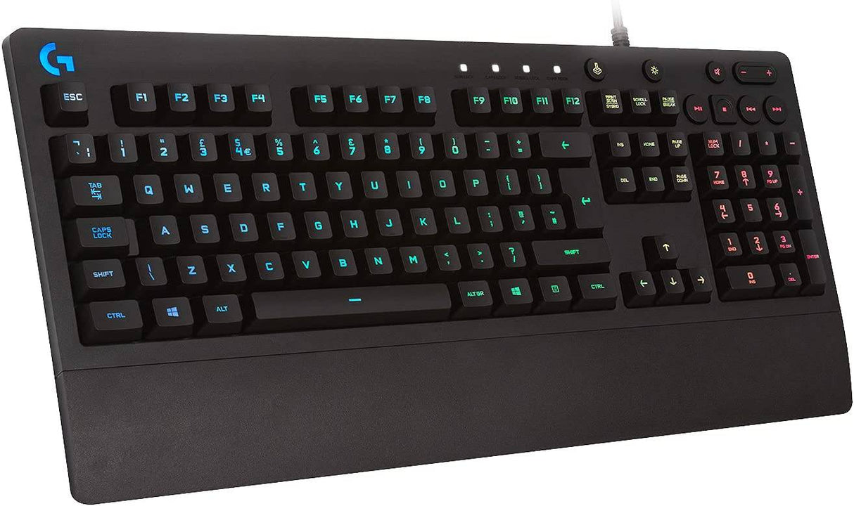 Logitech G213 Prodigy - Teclado para juegos, teclas retroiluminadas RGB LIGHTSYNC, resistente a derrames, teclas personalizables, teclas multimedia dedicadas, negro