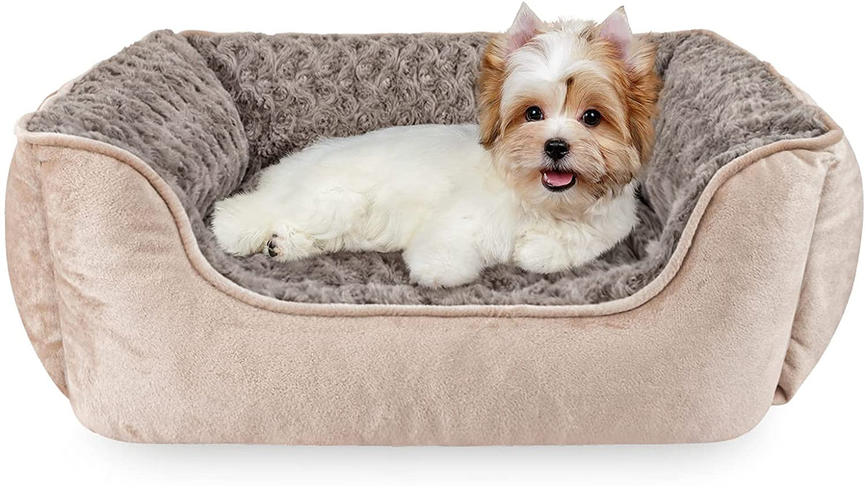 JOEJOY - (S) - Cama rectangular para perros pequeños, lavable a máquina, sofá cama para perros, parte inferior antideslizante, transpirable, suave, para cachorros, duradero, ortopédico, calmante, para mascotas, varios tamaños, color beige - DIGVICE MX