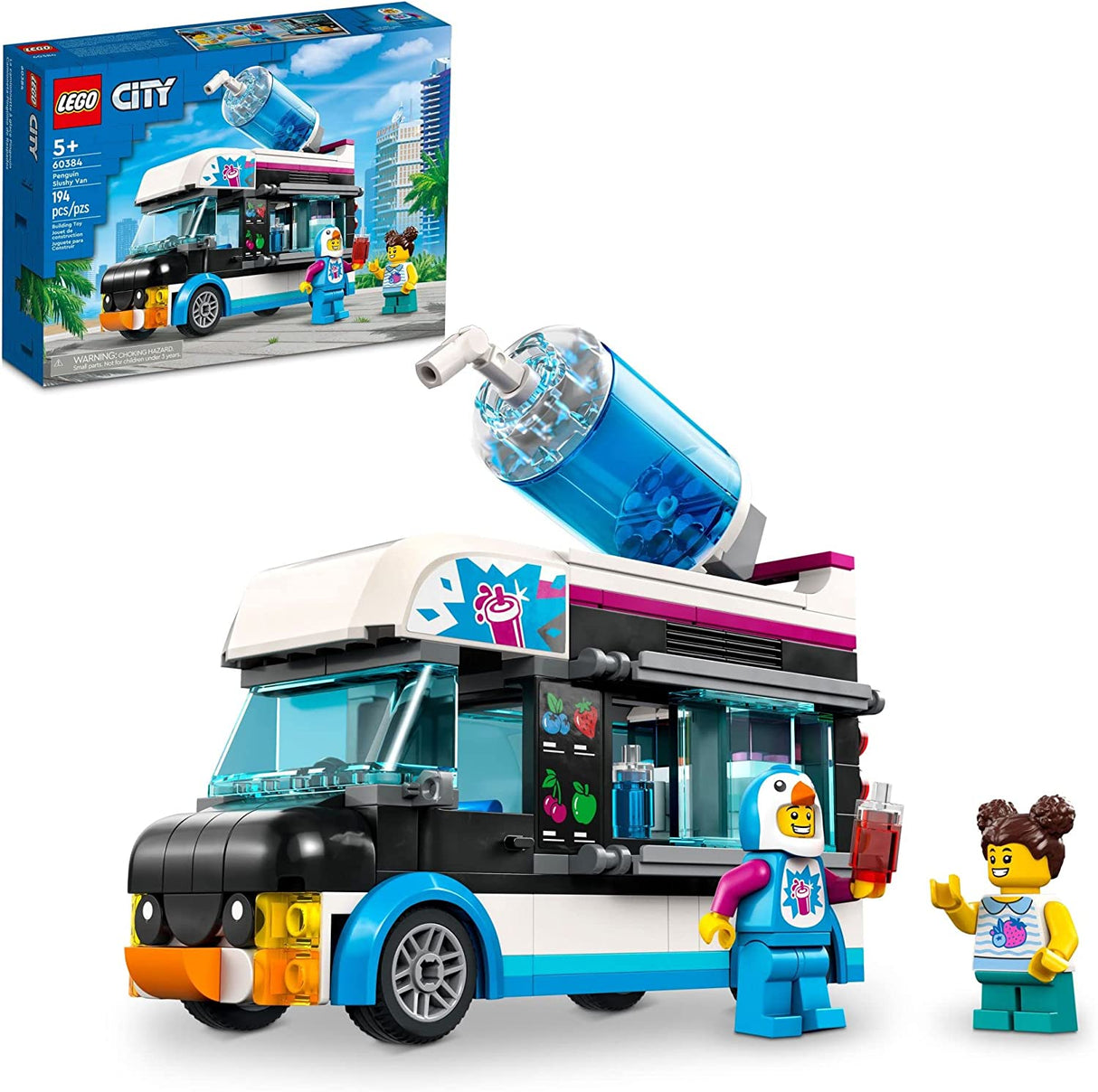 LEGO City Penguin Slushy Van 60384 Juego de juguetes de construcción para niños, niños y niñas a partir de 5 años (194 piezas)