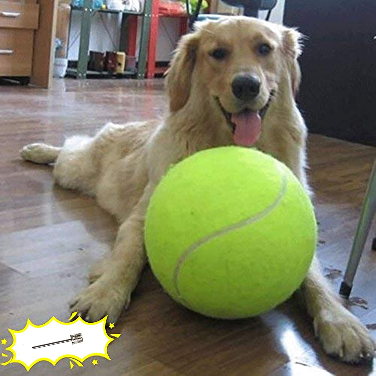 Pelota de tenis para perros Banfeng gigante de 9,5 ", juguetes grandes para mascotas, divertidos deportes al aire libre, pelota para perros, regalo con agujas de inflado - DIGVICE MX
