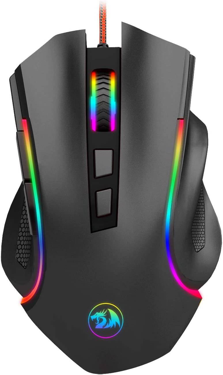 Redragon M602 RGB Ratón para juegos con cable RGB Spectrum Retroiluminado Ratón ergonómico Griffin programable con 7 modos de retroiluminación hasta 7200 DPI para jugadores de PC con Windows (negro)