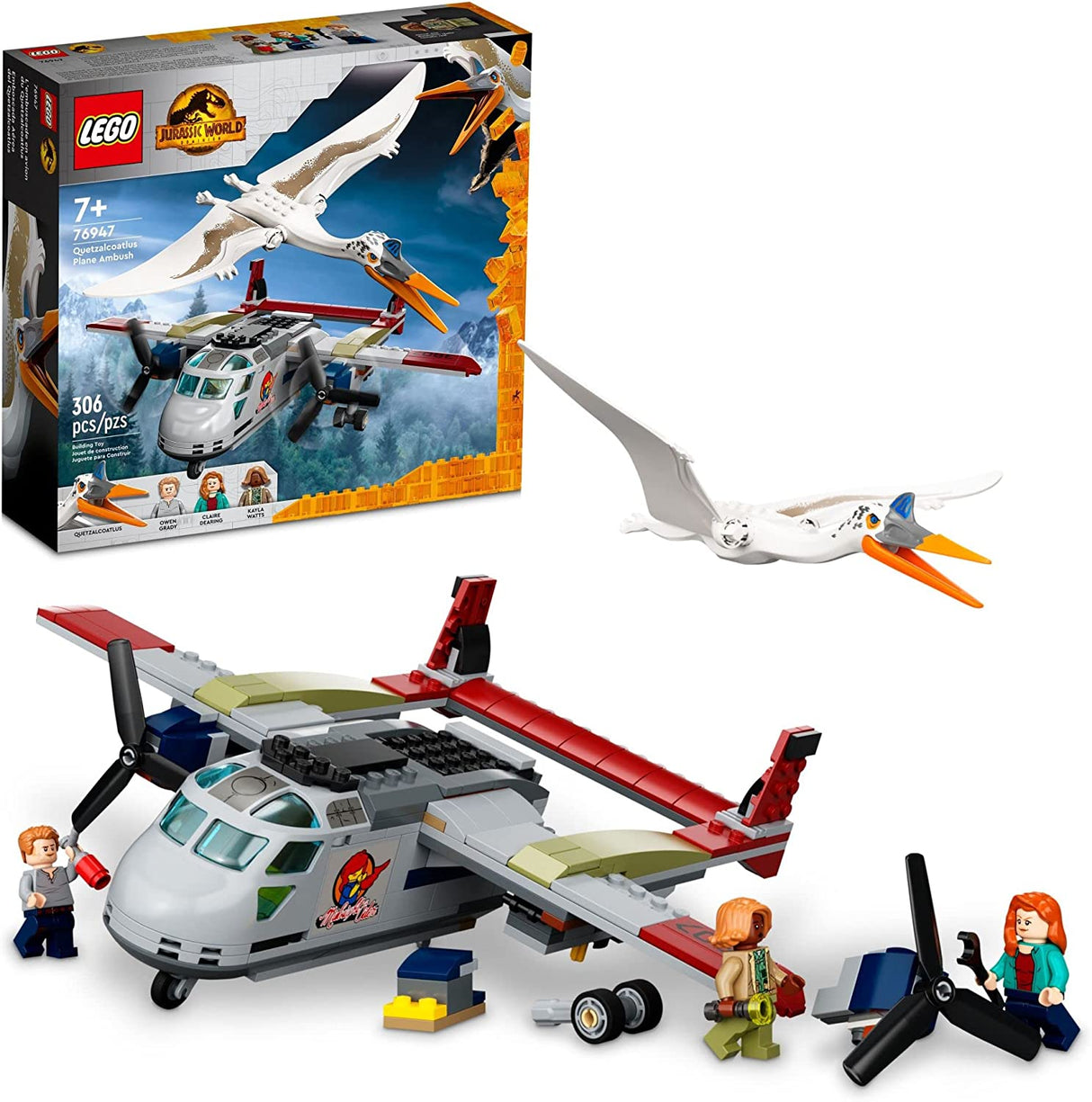LEGO Jurassic World Dominion Quetzalcoatlus Plane Ambush 76947 Juego de construcción de dinosaurios para niños a partir de 7 años (293 piezas)