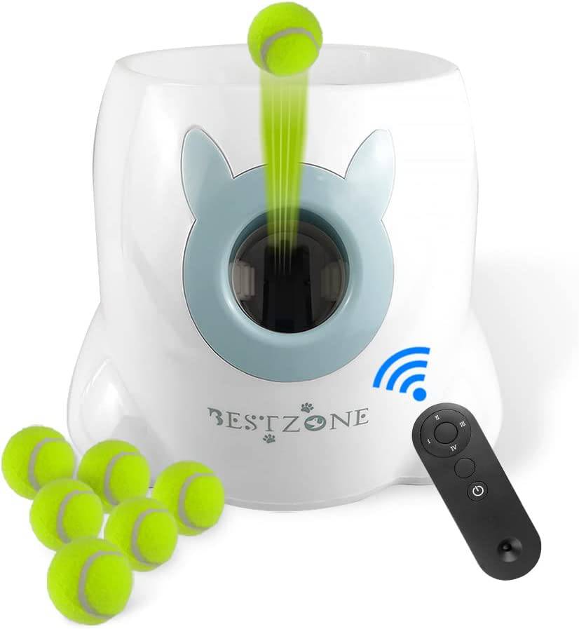 BESTZONE Lanzador de bolas automático interactivo para perros, máquina lanzadora para perros pequeños y medianos, 6 bolas incluidas (1.88 pulgadas), distancia de lanzamiento de 10 a 30 pies - DIGVICE MX
