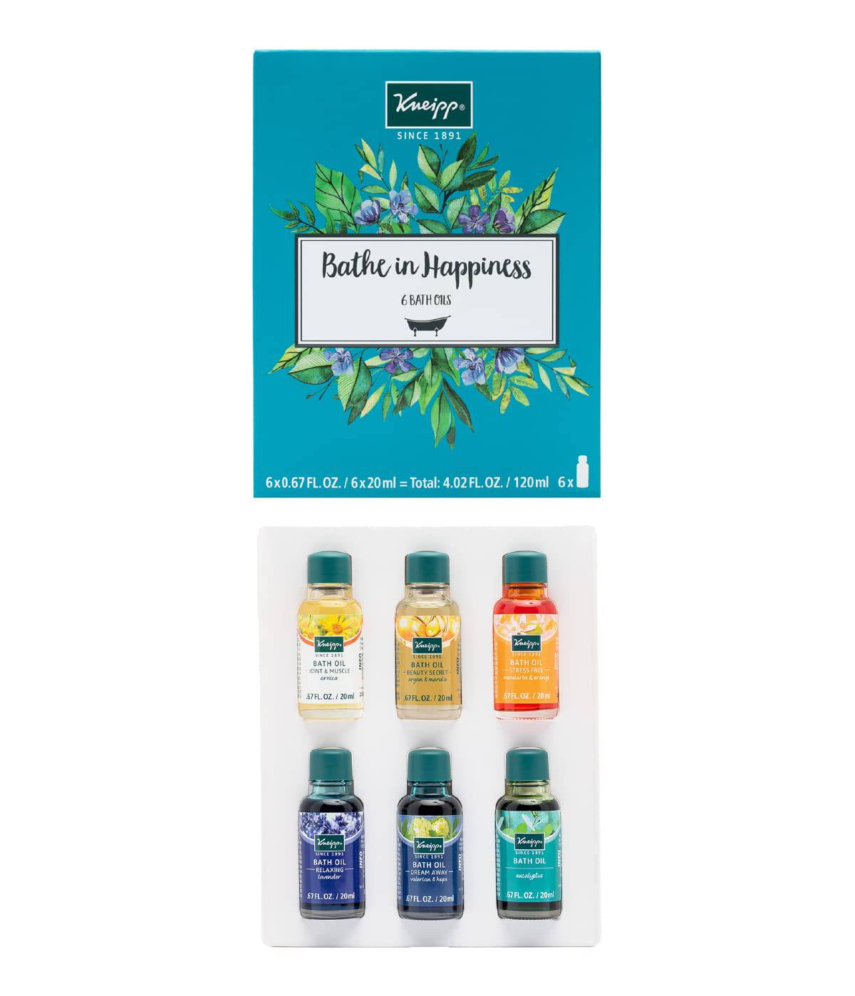 Kneipp - Juego de 6 aceites de baño a base de hierbas, 6 botellas de 20 mililitros