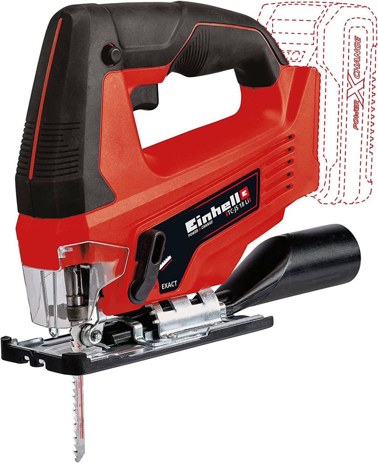 Einhell TC-JS Power X-Change Sierra de calar inalámbrica de 18 voltios 2700 SPM, longitud de carrera de 4/5 pulgadas, ángulo de bisel máximo de 45° - DIGVICE MX