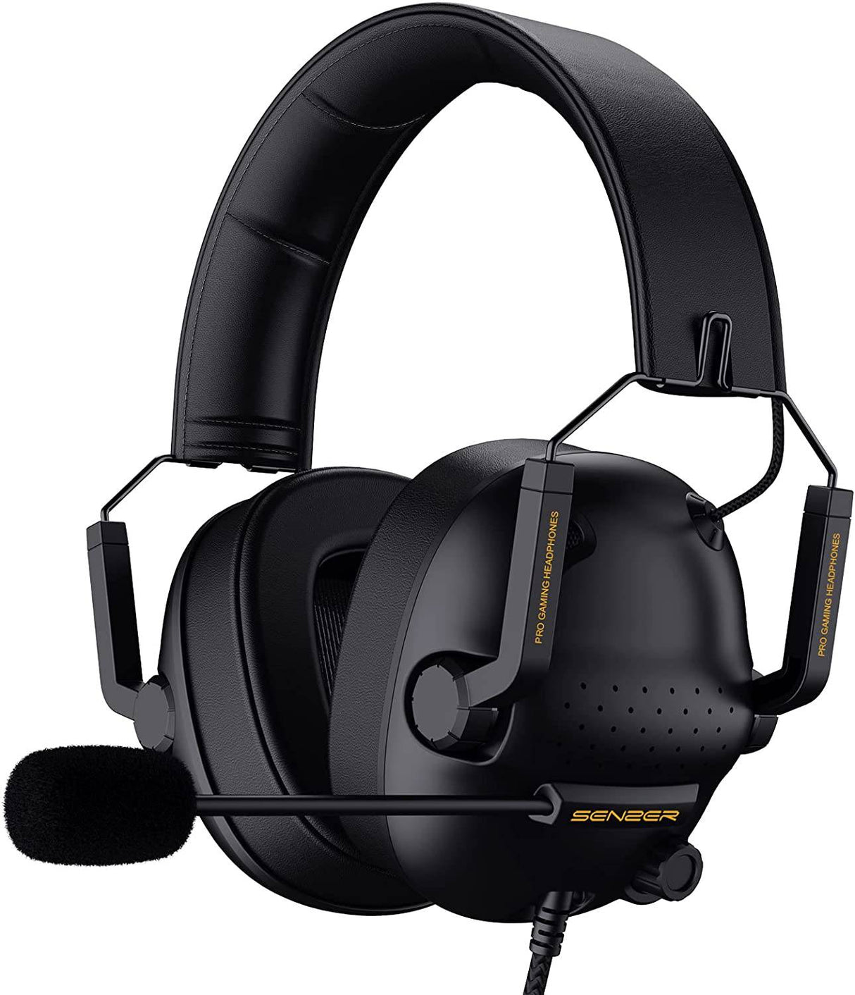 SENZER SG500 Surround Sound Pro Gaming Headset con micrófono con cancelación de ruido - Almohadillas de espuma viscoelástica desmontables - Auriculares plegables portátiles para PC, PS4, PS5, Xbox One, Switch