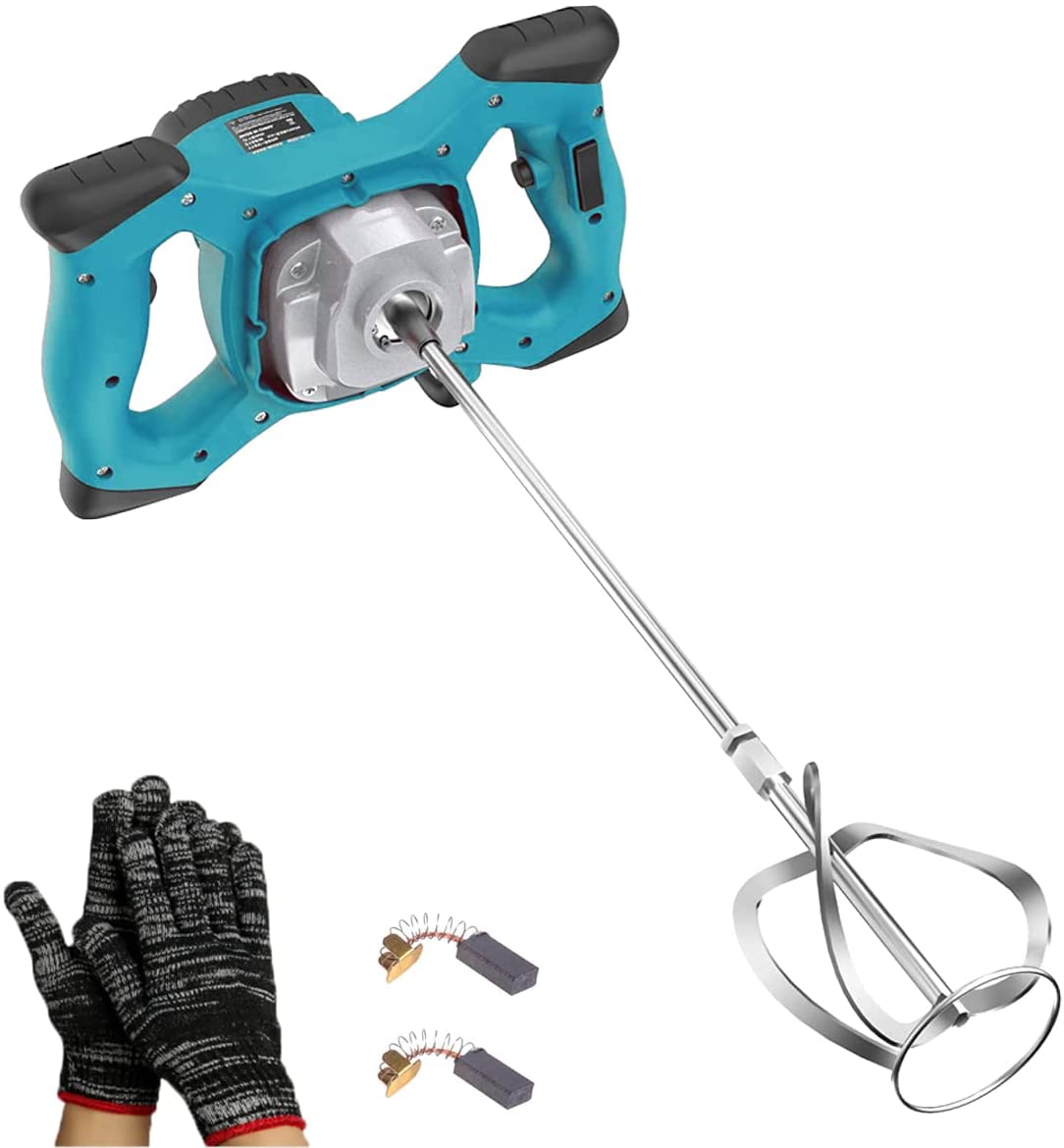 Mezclador de hormigón Maxgeen, mezclador de lodo eléctrico portátil de 2100 W para mezclar mortero, mezclador de pintura ajustable de 6 velocidades, mezclador de cemento de mano con guantes - DIGVICE MX