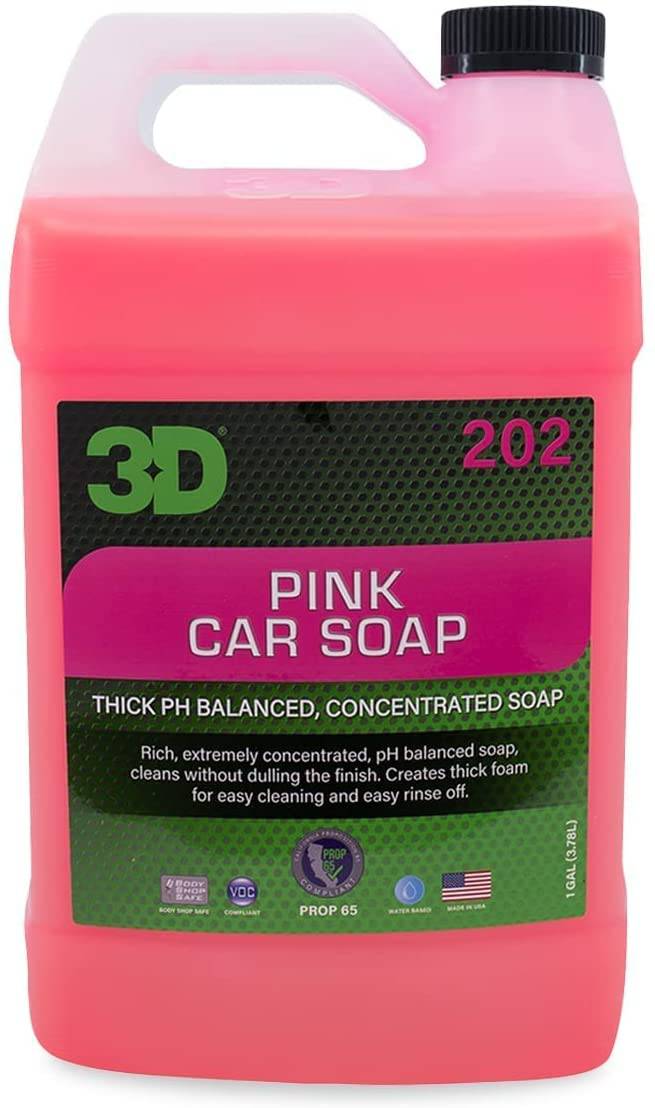 3D Pink - Jabón de lavado de autos (1 galón) - pH equilibrado, fácil enjuague, jabón para autos sin rasguños