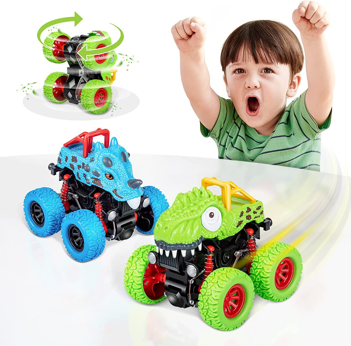 LODBY 2-Pack Double-Directions Push and Go Dinosaur Vehicles Juguetes Juegos para niños - B08JLRXGZ7