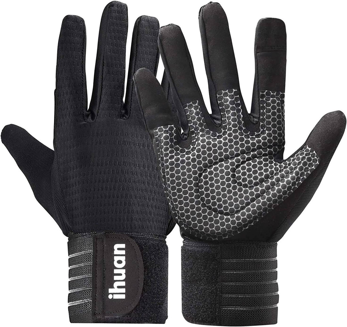Ihuan - Guantes de entrenamiento para hombres de dedo completo: guantes de levantamiento de pesas para hombres, guantes de levantamiento de gimnasio guantes de mano completa