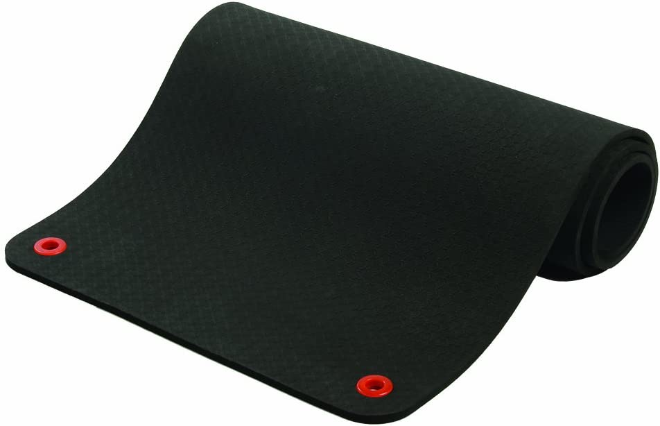 SPRI Colchoneta de ejercicios colgante, colchoneta de fitness y yoga para clases de fitness grupales, calidad de grado comercial con orificios reforzados. 56" L x 23" W x 3/8" (Black)