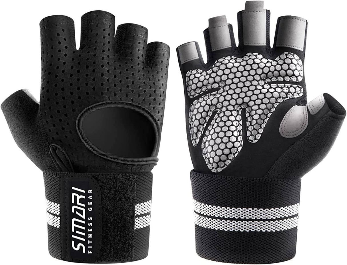 SIMARI - Guantes de entrenamiento para hombres y mujeres, guantes de levantamiento de pesas con muñequeras, soporte para entrenamiento de gimnasia, protección completa de palma para fitness,