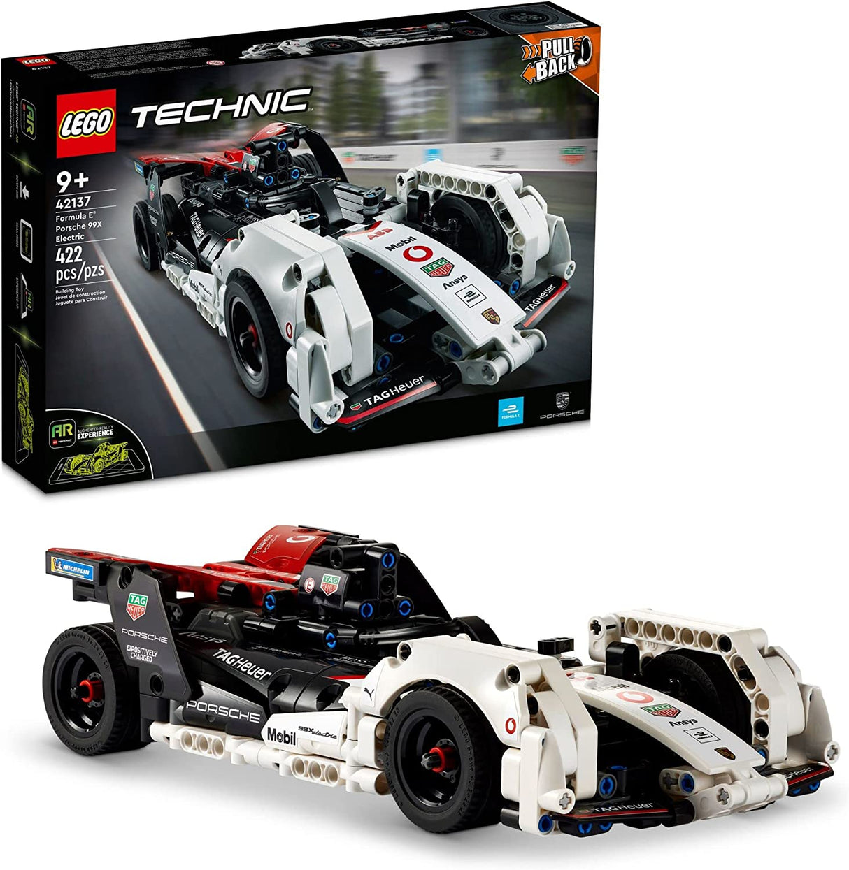 LEGO Technic Formula E Porsche 99X Electric 42137 Juego de juguetes de construcción para niños, niños y niñas a partir de 9 años (422 piezas)