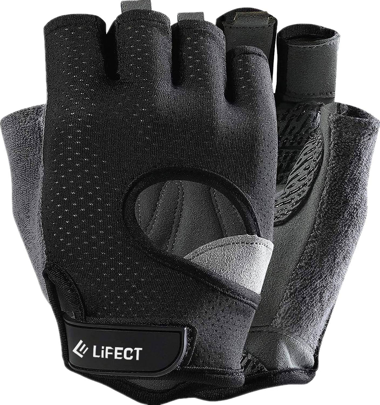 LIFECT Freedom - Guantes de entrenamiento, guantes cortos sin dedos para levantamiento de pesas con nudillos con espalda abierta curvada, para levantamiento de pesas, gimnasio, mujeres y hombres