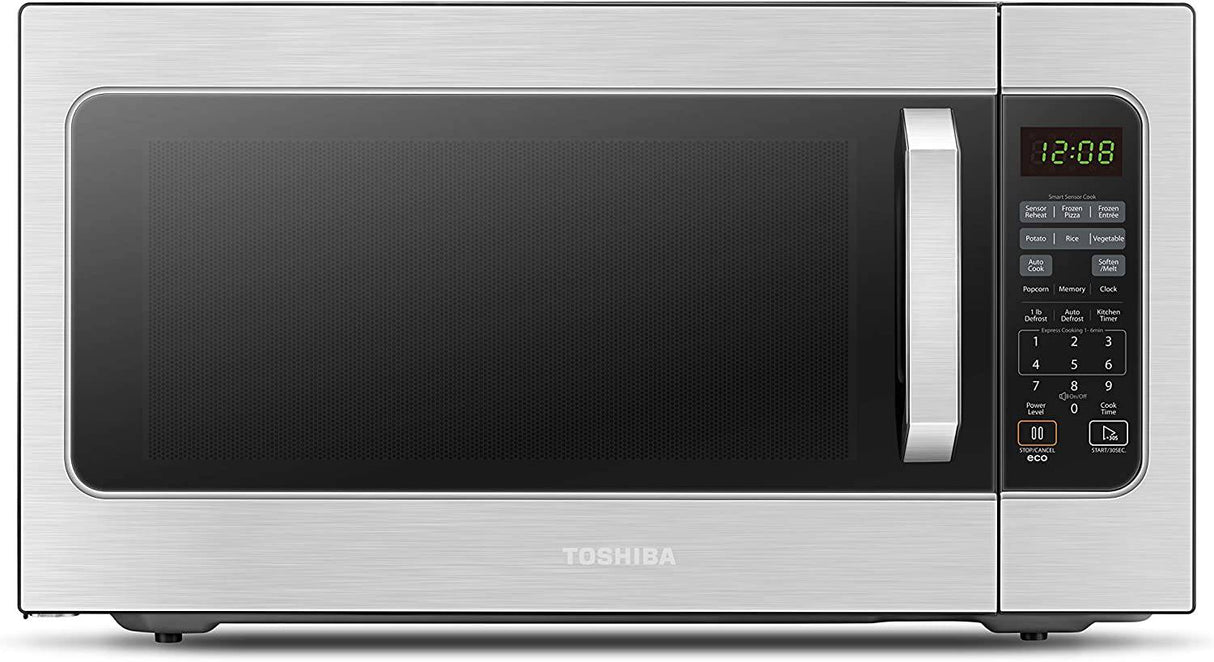 Toshiba - Horno de microondas ML2-EM62P(SS) con sensor de humedad incorporado, 6 menús preestablecidos automáticos, modo ECO, opción de encendido/apagado de sonido y función de memoria de posición 2.2 cu. pies, 1200 W, acero inoxidable - DIGVICE MX