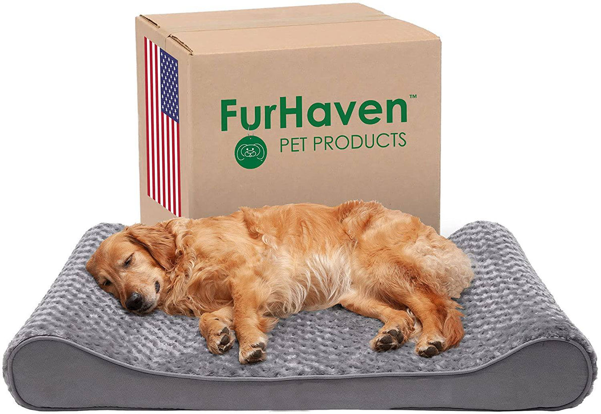 Furhaven Camas ortopédicas, de gel y de espuma viscoelástica para perros pequeños, medianos y grandes - Colchón ergonómico Contour Luxe Lounger para perros y más. JUMBO - DIGVICE MX