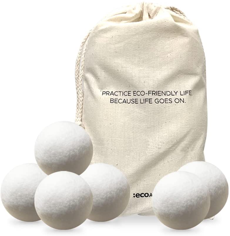 ECOAND Bolas de secadora de lana, paquete de 6, reutilizables y orgánicas para ropa de bebé y lavandería, suavizante de secado antiarrugas y antiestático que captura pelusas y evita que se enreden, ahorro de energía (6 piezas) - DIGVICE MX