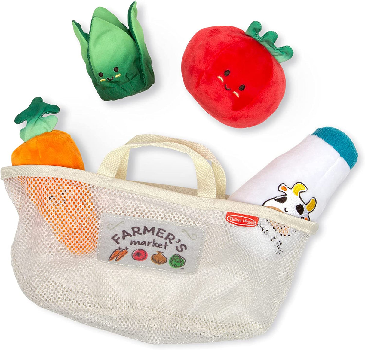 Melissa & Doug Juguete multisensorial para llenar y derramar cestas de mercado: menús de comida para jugar - 30730