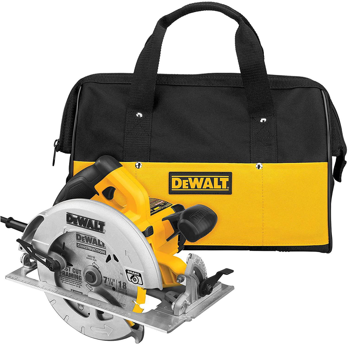 Sierra circular DEWALT de 7-1/4 pulgadas con freno eléctrico, 15 amperios, con cable (DWE575SB), amarillo - DIGVICE MX