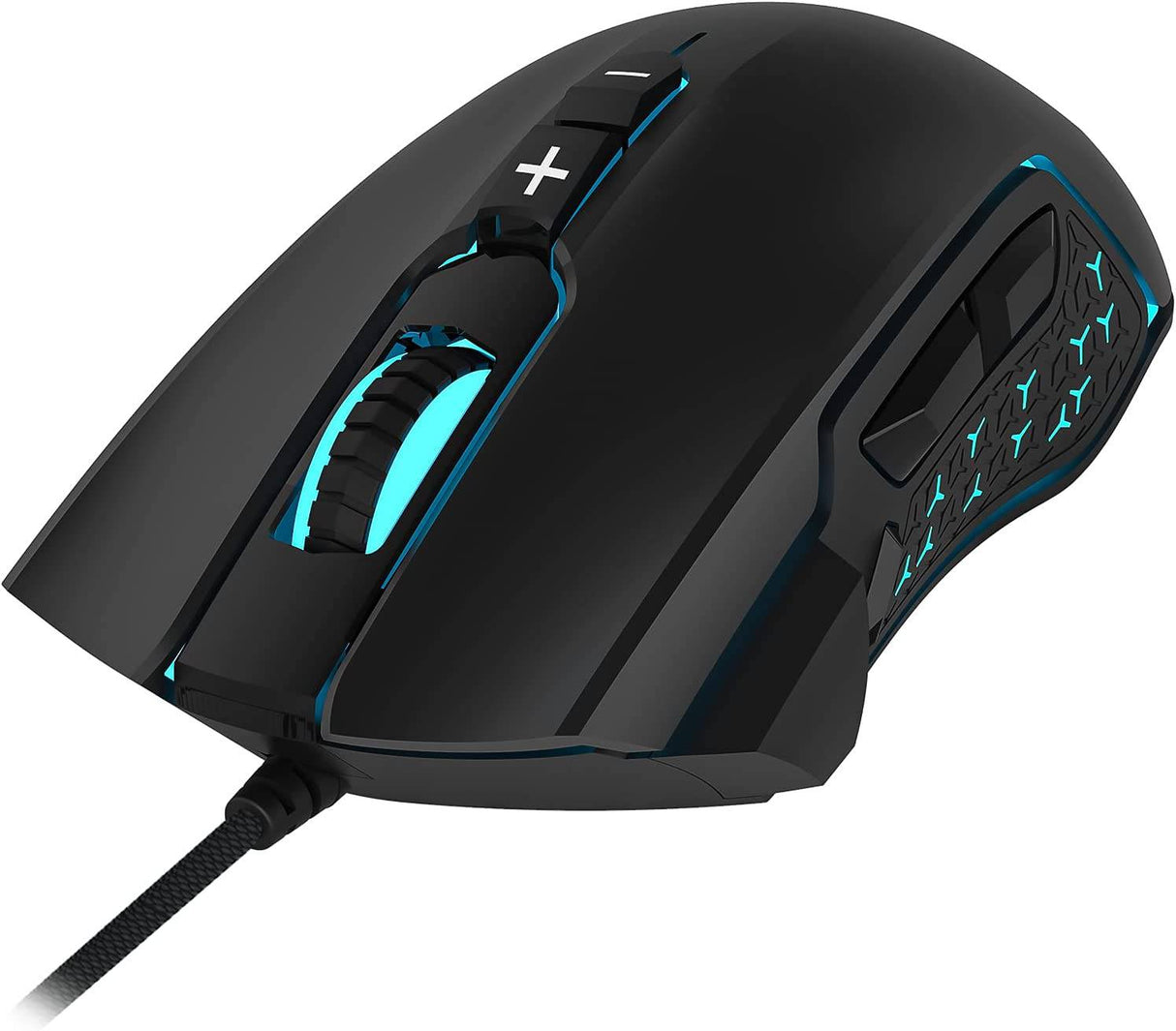 LeadsaiL Ratón para juegos con cable RGB PC Gaming Mouse, hasta 7200 DPI, 8 botones programables, retroiluminación de 6 colores, ratón óptico ergonómico con cable para computadora con botón de disparo para PC de escritorio Laptop Gamer & Work