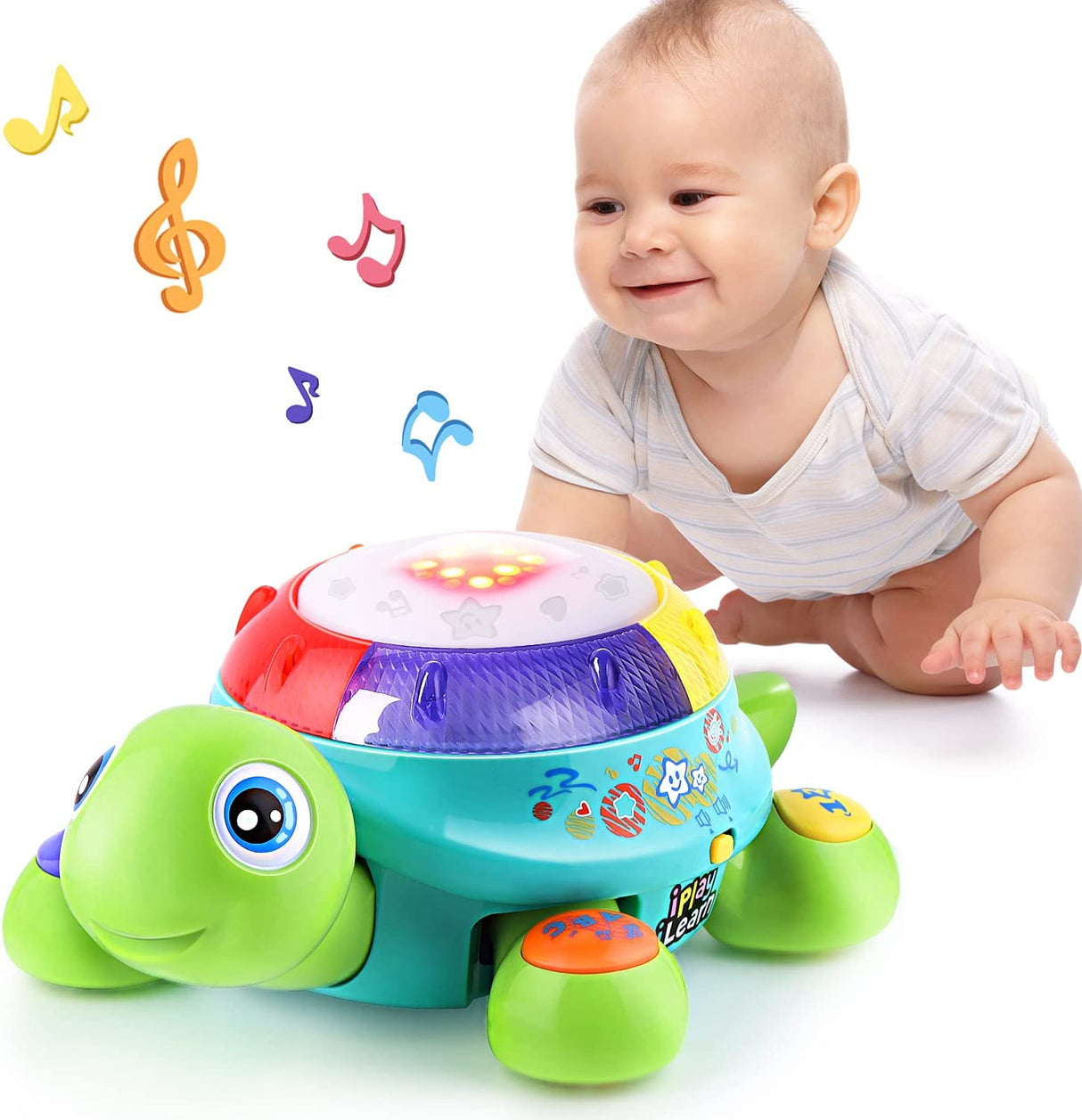 iPlay, iLearn Baby Musical Turtle Toy, Español Inglés Aprendizaje bilingüe, Juguetes para gatear para niños pequeños - B0792MVKQX