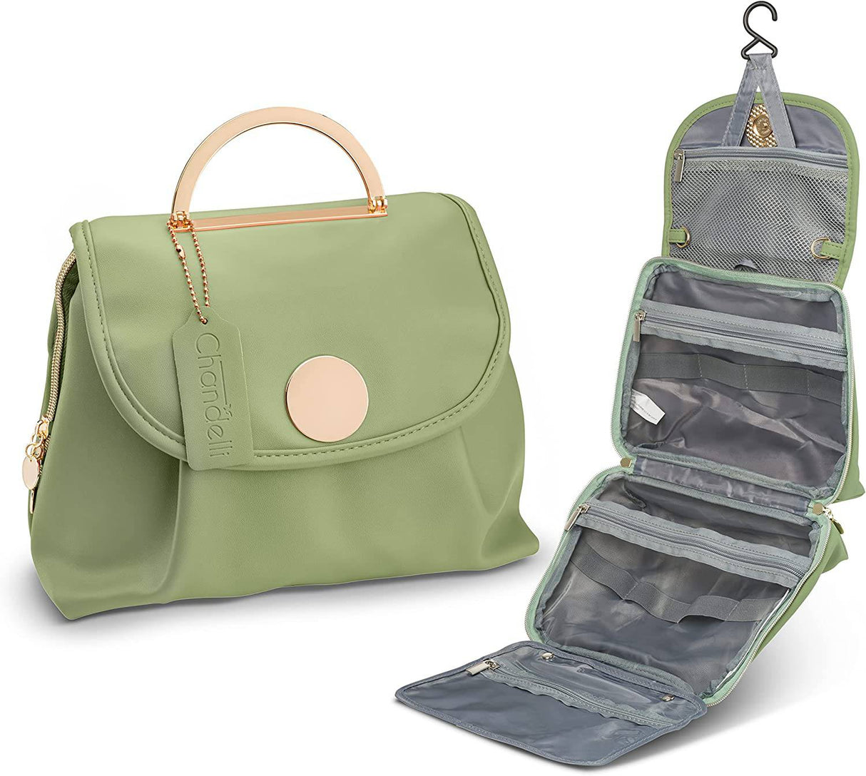 CHANDELLI - Bolsa de maquillaje de viaje, bolsa de aseo colgante para mujer, bolsa de maquillaje, bolsa de viaje para artículos de tocador y accesorios de viaje de tamaño completo y de viaje