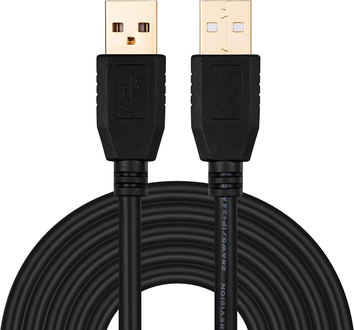 Tan QY - Cable USB A a A macho de 30 pies, Tan QY Cable USB a USB Cable USB macho a macho Cable USB de doble extremo con conector chapado en oro para carcasas de disco duro, impresoras, módems, cámaras (10 m/30 pies)