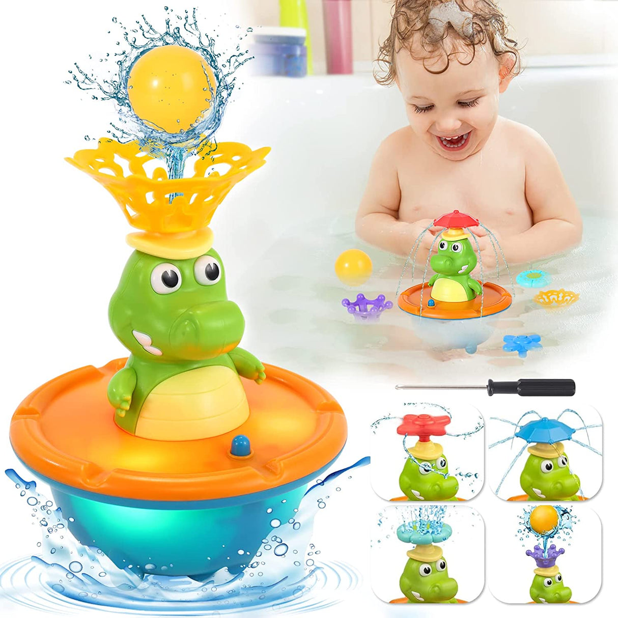 UOYHXQ Juguetes de baño para bebés, 5 modos Cocodrilo Juguete de baño de agua con rociador automático - B09WTS6Z8Z