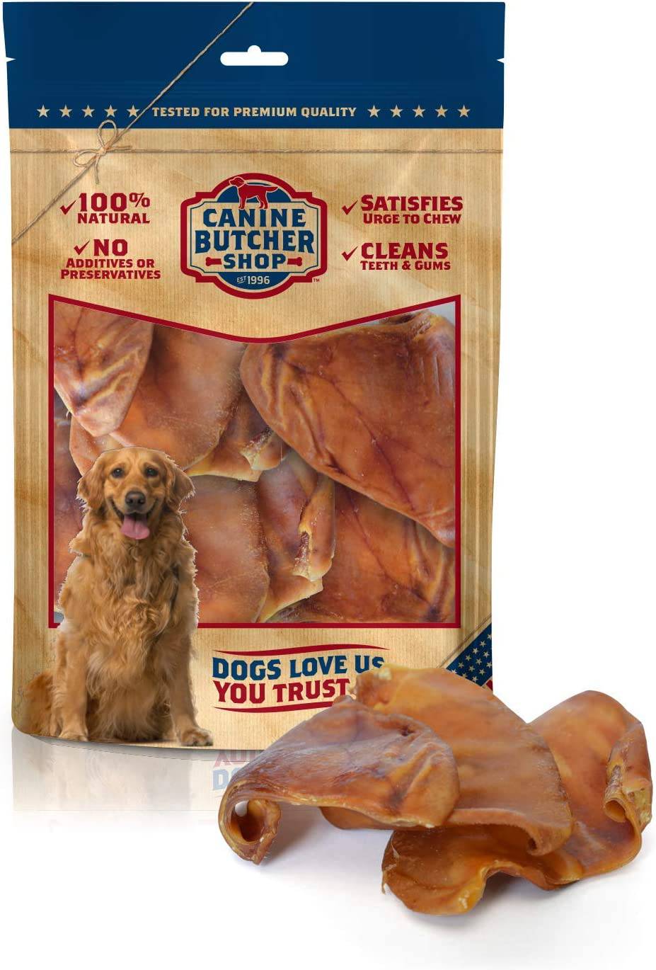 CANINE BUTCHER - Criada y fabricada en EE. UU. Orejas de cerdo para perros, golosina masticable de cerdo totalmente natural y digerible - DIGVICE MX