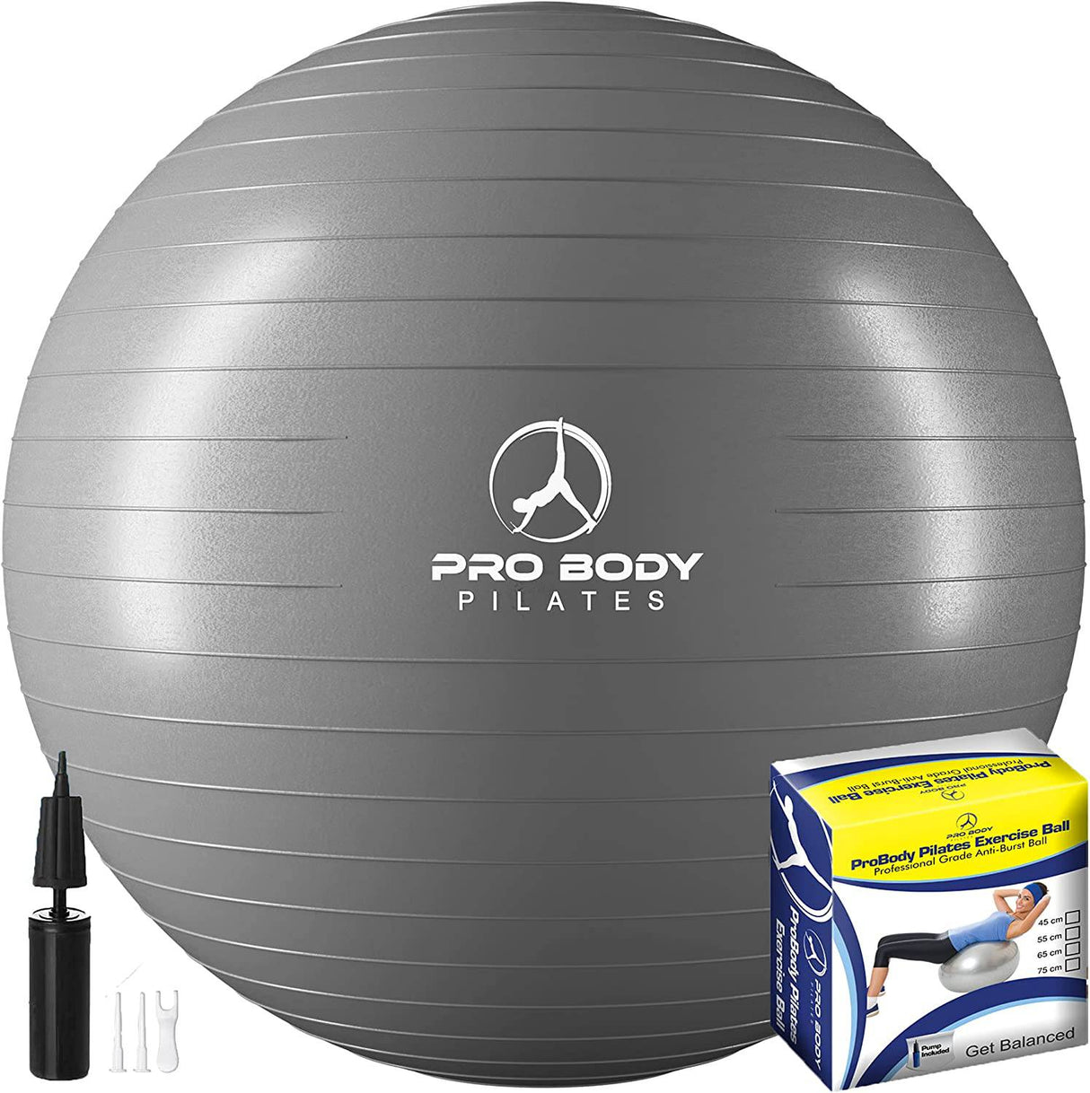 ProBody Pelota de pilates, de ejercicio Pelota de yoga, fitness, equilibrio, entrenamiento en casa, oficina y terapia física con bomba