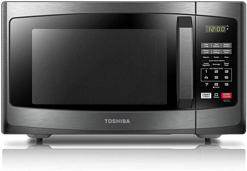 Toshiba EM925A5A-BS Horno de microondas con modo ECO de encendido/apagado de sonido e iluminación LED, 0.9 pies cúbicos/900 W, acero inoxidable negro - DIGVICE MX