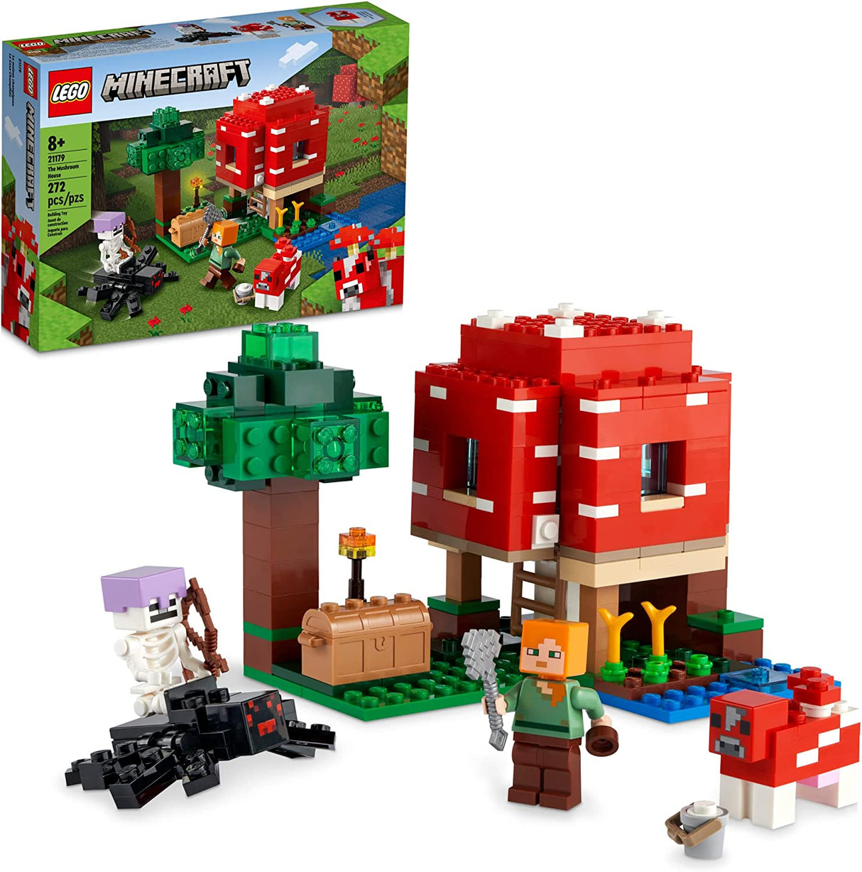 LEGO Minecraft The Mushroom House 21179 Juego de juguetes de construcción para niños, niños y niñas a partir de 8 años (272 piezas)