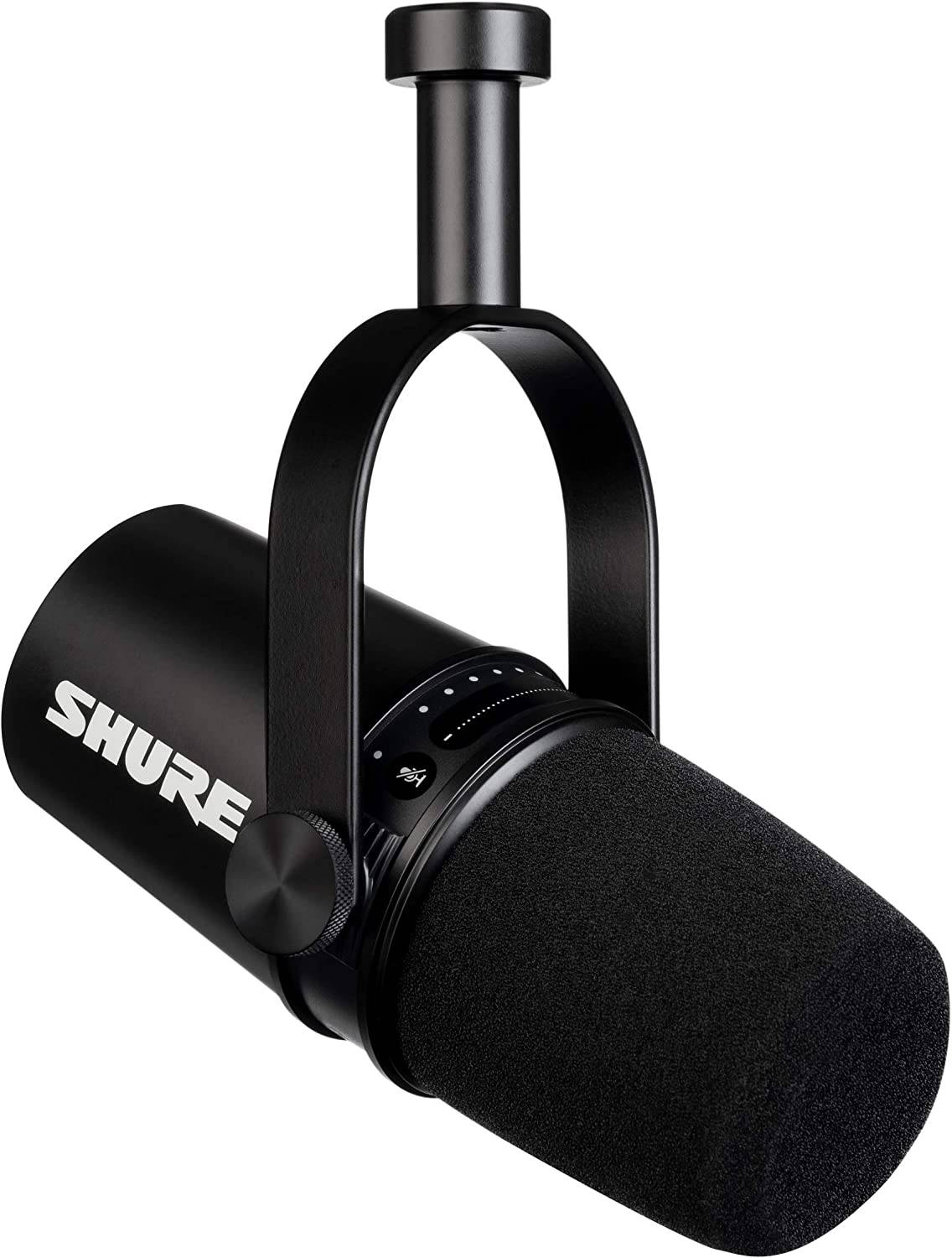 Shure MV7 Micrófono USB para podcasting, grabación, transmisión en vivo y juegos, salida de auriculares integrada, micrófono dinámico USB/XLR totalmente metálico, tecnología de aislamiento de voz, certificación TeamSpeak y Zoom, negro