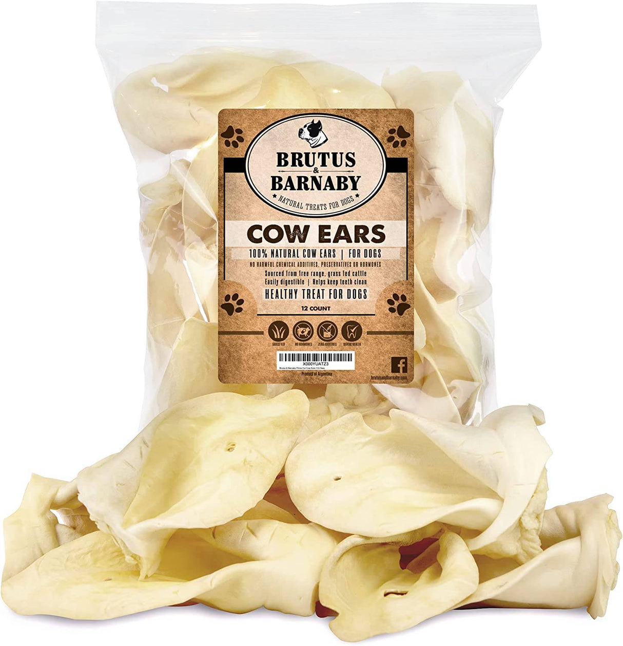 BRUTUS & BARNABY Todo natural, orejas de vaca enteras para perros, cosechadas de campo libre, sin hormonas añadidas, ganado alimentado con pasto - DIGVICE MX