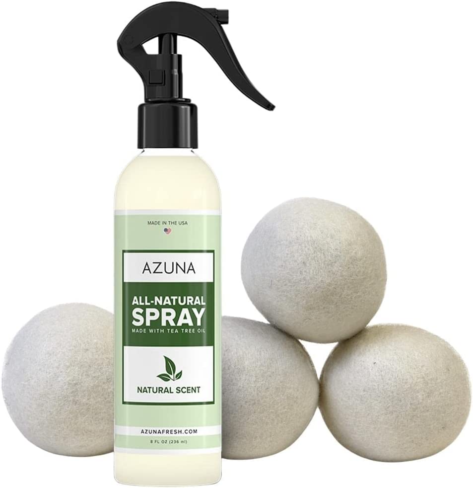 Azuna LaundryFresh Kit de bola para secadora | Bolas de secadora de lana orgánica para lavandería, suavizante de telas totalmente natural, alternativa a la hoja de secadora | reutilizable y de larga duración | reducir las arrugas - DIGVICE MX
