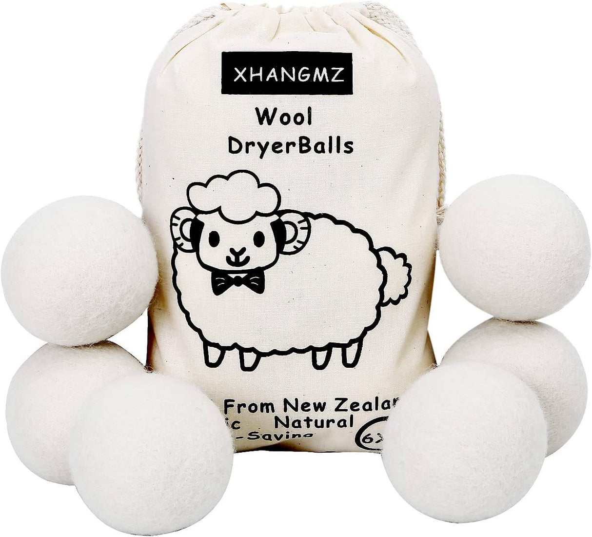 XHANGMZ Bolas de secadora de lana, paquete de 6 bolas de lavandería XL, tejido orgánico natural de lana de Nueva Zelanda, seguro para bebés sin aditivos químicos, ropa antibobinado, elimina la electricidad estática - DIGVICE MX