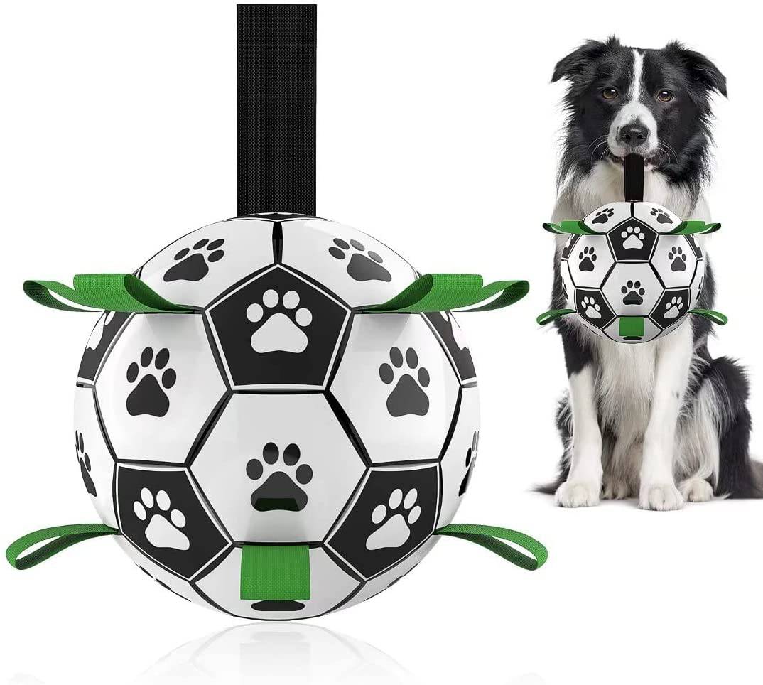 QDAN - Juguetes para perros Balón de fútbol con lengüetas de agarre, juguetes interactivos para perros, juguete de agua para perros. - DIGVICE MX